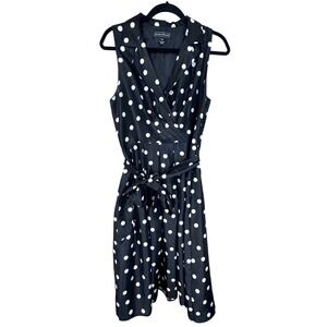 Jessica Howard Polka Dot Dress Sleeveless Fit‎ & Flare Black White Size 10
